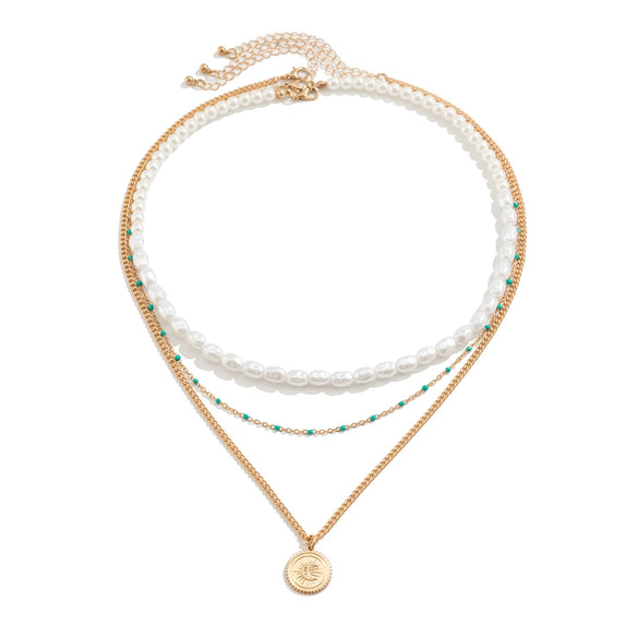 Men's Imitation Pearl Alloy Geometry Shaped Handmade Pendant Necklace