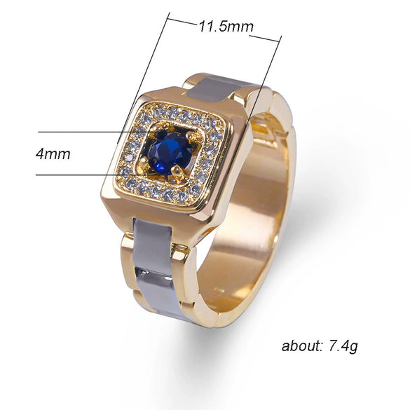 Men's Inlaid Zircon Copper Ring Jewelry