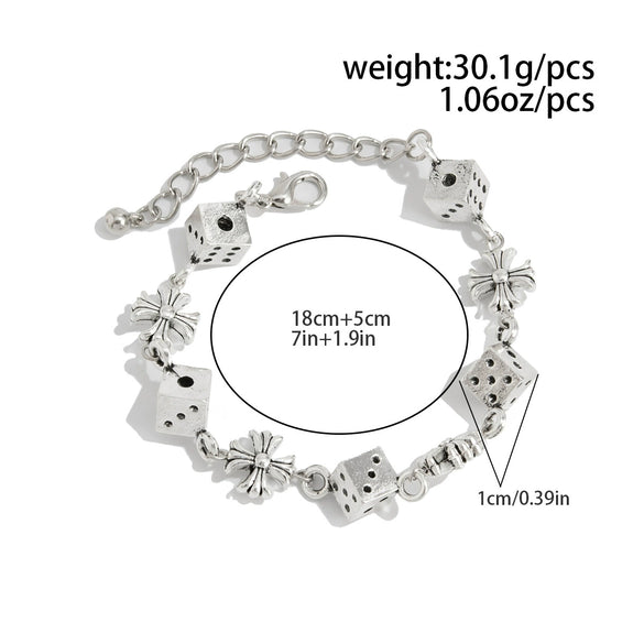 Men's Jewelry Alloy Geometric Handmade Dice Cross Stitching Necklace And Bracelet