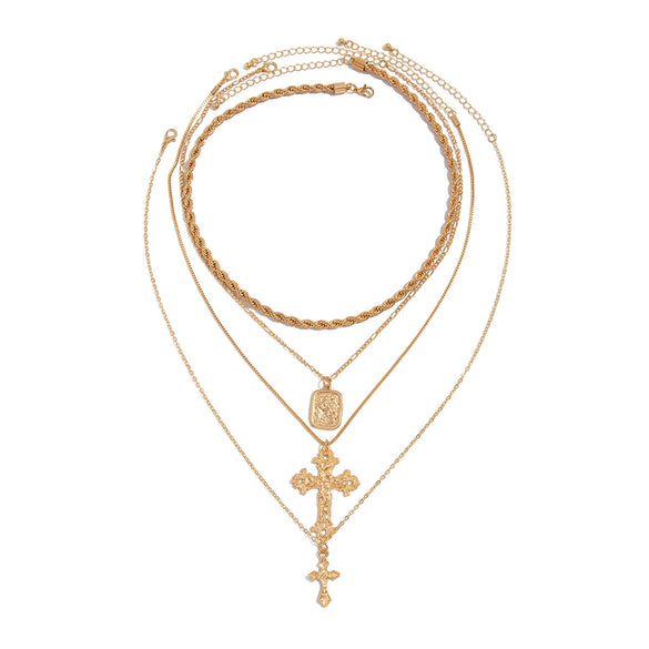 Men's Jewelry Alloy Geometric Square Pendant Handmade Hiphop Exaggerated Cross Necklace