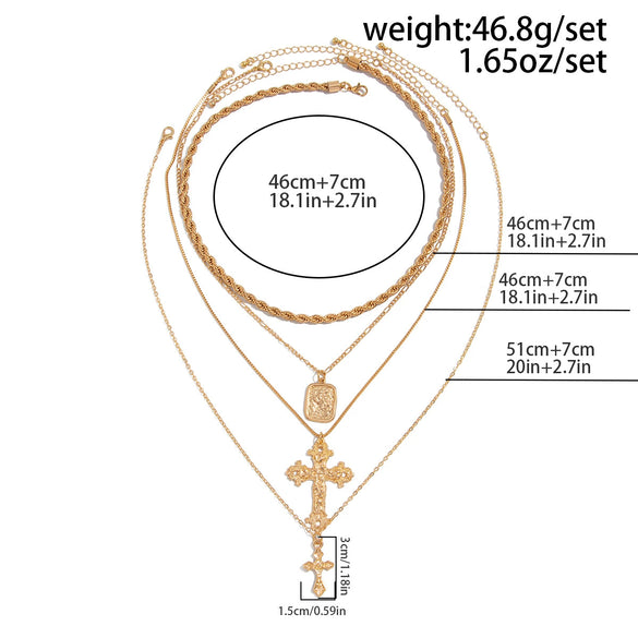 Men's Jewelry Alloy Geometric Square Pendant Handmade Hiphop Exaggerated Cross Necklace