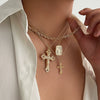 Men's Jewelry Alloy Geometric Square Pendant Handmade Hiphop Exaggerated Cross Necklace