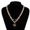 Men's Jewelry Beaded Necklace With Alloy Sun Pendant Geometric Pattern Handmade Coconut Shell Rice Beads