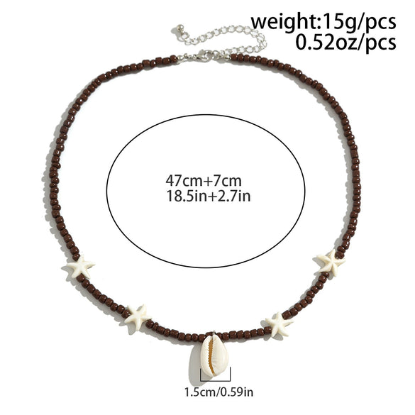 Men's Jewelry Beads Regular Chain Starfish Shell Hiphop Niche Highend Summer Clavicle Chain Handmade Geometric Style
