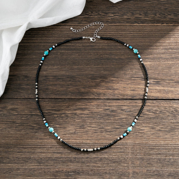 Men's Jewelry Bohemian Turquoise Alloy Spliced Clavicle Chain Handmade Necklace