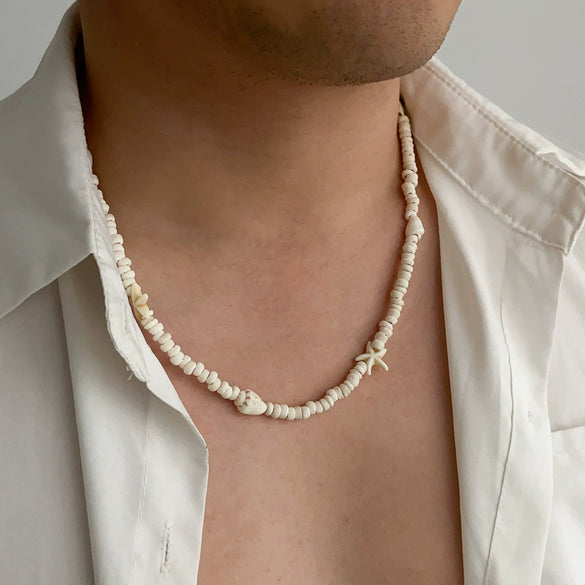 Men's Jewelry Coconut Shell Acrylic Geometric Handmade Beach Style Necklace