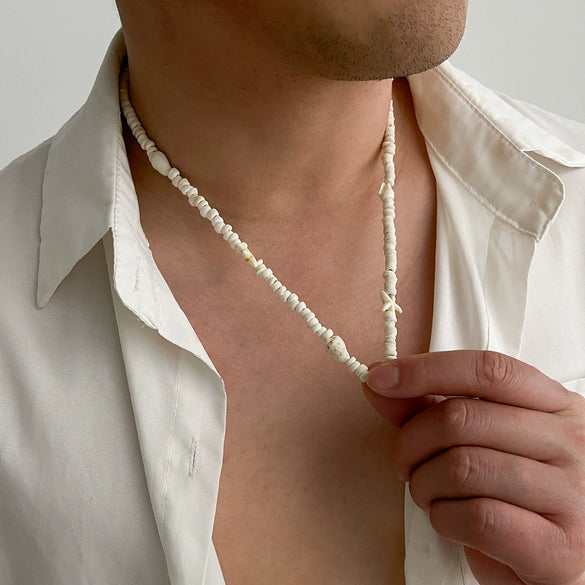 Men's Jewelry Coconut Shell Acrylic Geometric Handmade Beach Style Necklace