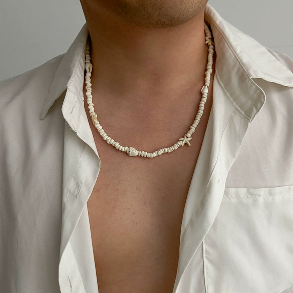 Men's Jewelry Coconut Shell Acrylic Geometric Handmade Beach Style Necklace