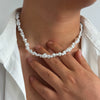 Men's Jewelry Geometric Imitation Pearl Handmade Necklace