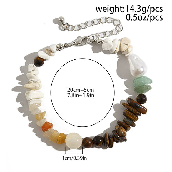 Men's Jewelry Handmade Imitation Pearl And Organic Glass Geometric Beaded Necklace And Bracelet