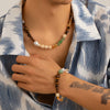 Men's Jewelry Handmade Imitation Pearl And Organic Glass Geometric Beaded Necklace And Bracelet