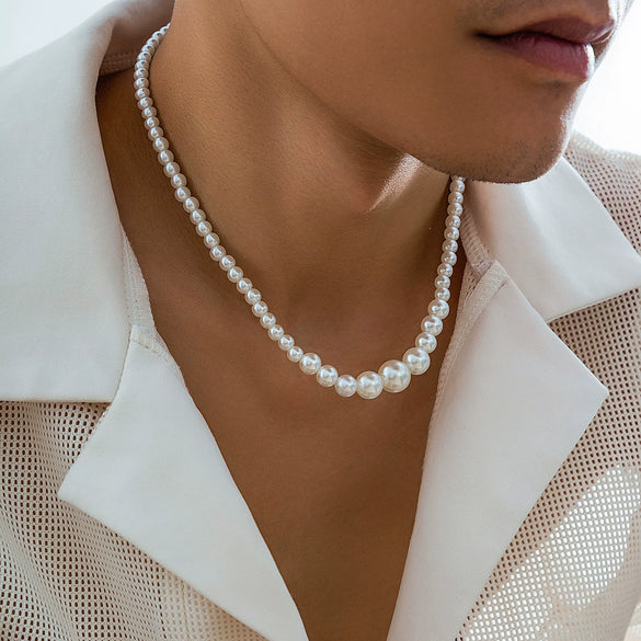 Men's Jewelry Imitation Pearl Geometric Handmade Clavicle Chain
