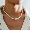 Men's Jewelry Imitation Pearl Geometric Handmade Clavicle Chain