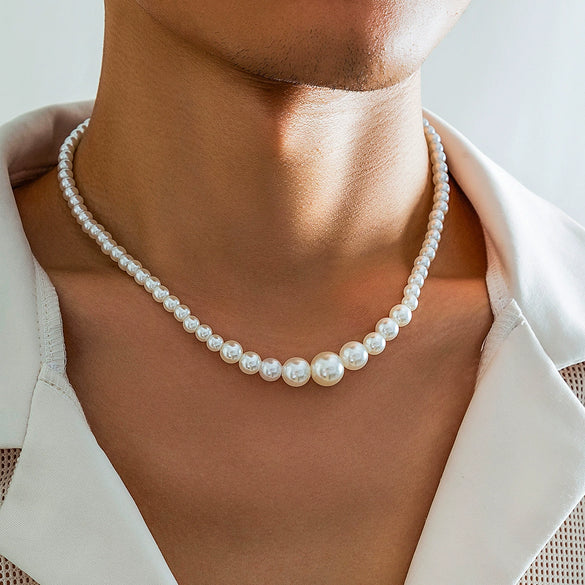 Men's Jewelry Imitation Pearl Geometric Handmade Clavicle Chain