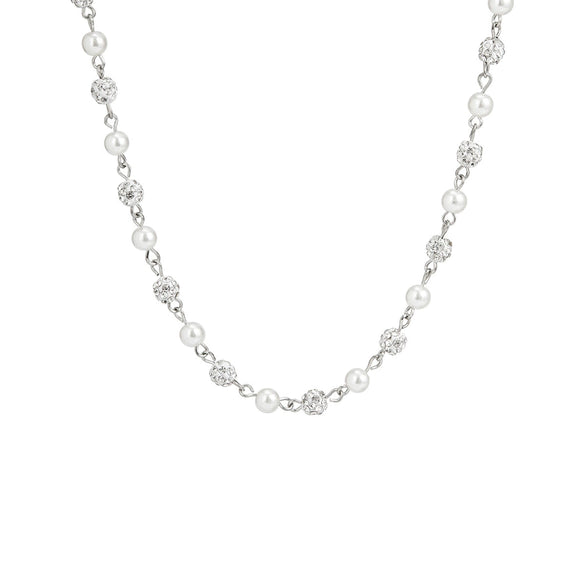 Men's Jewelry Pearl Chain With Rhinestone Pendant And Micro Inlay Made Of Alloy