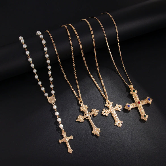 Men's Jewelry Pendant Necklace Alloy Geometric Handmade Pearl Clavicle Chain