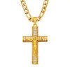 Men's Jewelry Retro Minimalist Copper Cross Pendant Necklace With Diamonds Electroplated Gold Polish