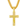 Men's Jewelry Retro Minimalist Copper Cross Pendant Necklace With Diamonds Electroplated Gold Polish