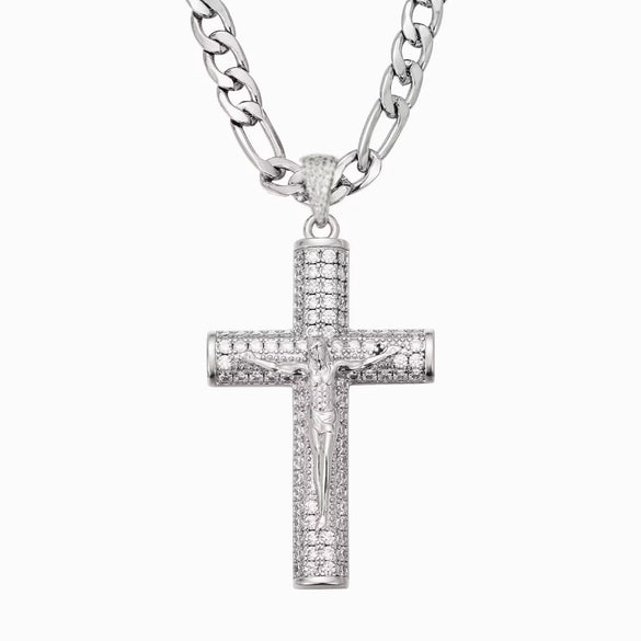 Men's Jewelry Retro Minimalist Copper Cross Pendant Necklace With Diamonds Electroplated Gold Polish