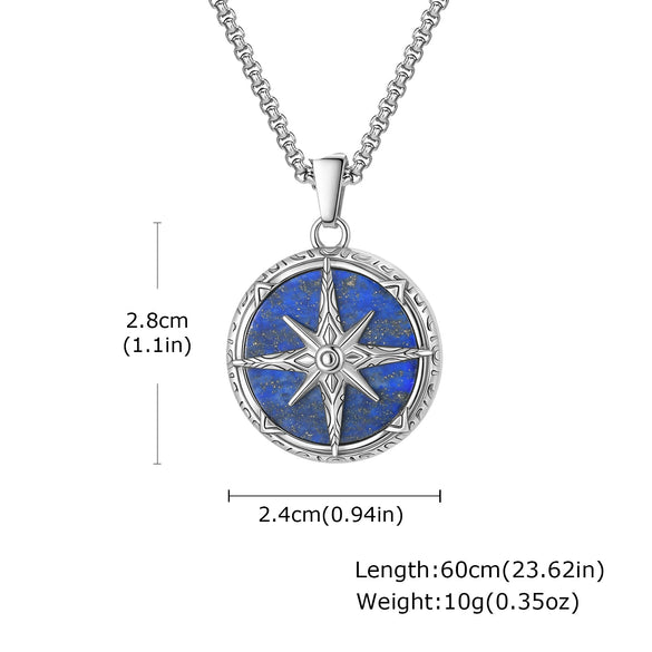 Men's Jewelry Stainless Steel Star Tiger Eye Pendant Necklace Fashion Style