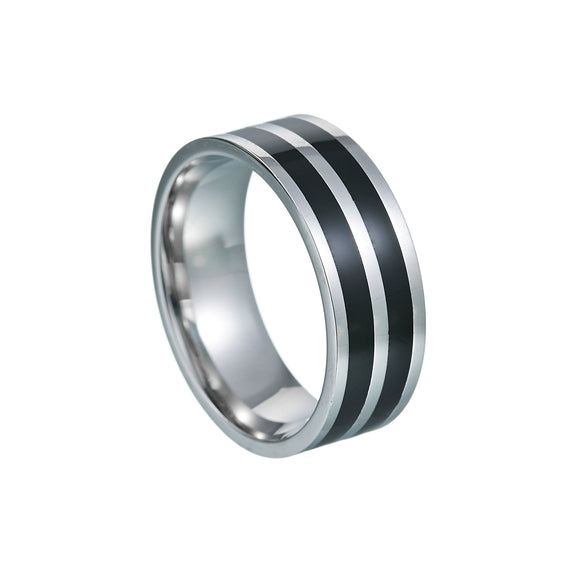 Men's Jewelry Titanium Steel Ring Geometric Dripping Oil Simple Style