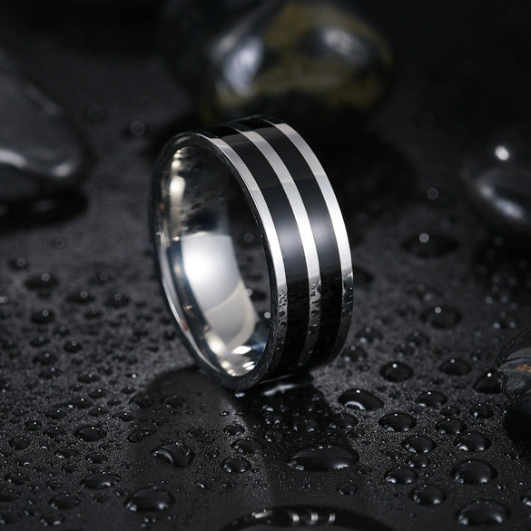 Men's Jewelry Titanium Steel Ring Geometric Dripping Oil Simple Style