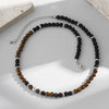 Men's Jewelry Volcanic Stone Beaded Necklace With Artificial Crystal And Alloy Handmade Geometric Design
