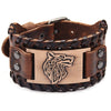 Men's Leather Bracelet With Wolf Head Alloy Accessories Handmade Animals Zodiac Style