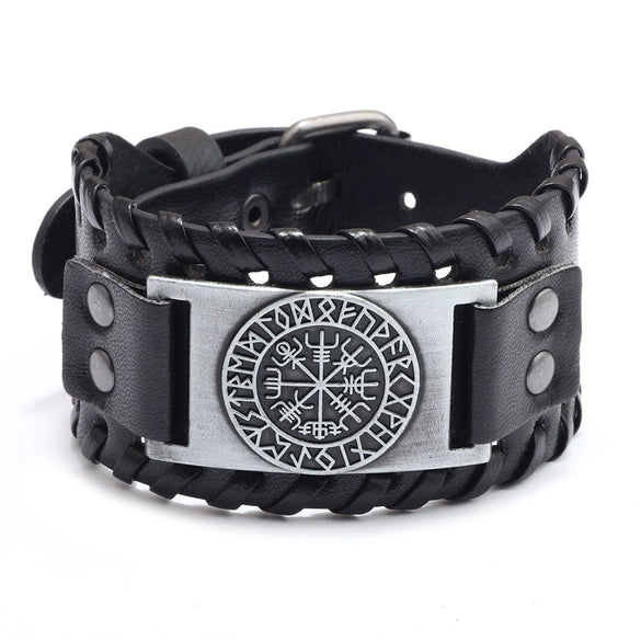 Men's Leather Bracelet With Wolf Head Alloy Accessories Handmade Animals Zodiac Style