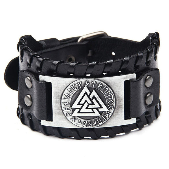 Men's Leather Bracelet With Wolf Head Alloy Accessories Handmade Animals Zodiac Style