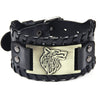 Men's Leather Bracelet With Wolf Head Alloy Accessories Handmade Animals Zodiac Style