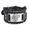 Men's Leather Bracelet With Wolf Head Alloy Accessories Handmade Animals Zodiac Style
