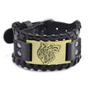 Men's Leather Bracelet With Wolf Head Alloy Accessories Handmade Animals Zodiac Style