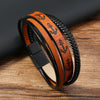 Men's Leather Ship Anchor Bracelet Handwoven Geometric Simple Style
