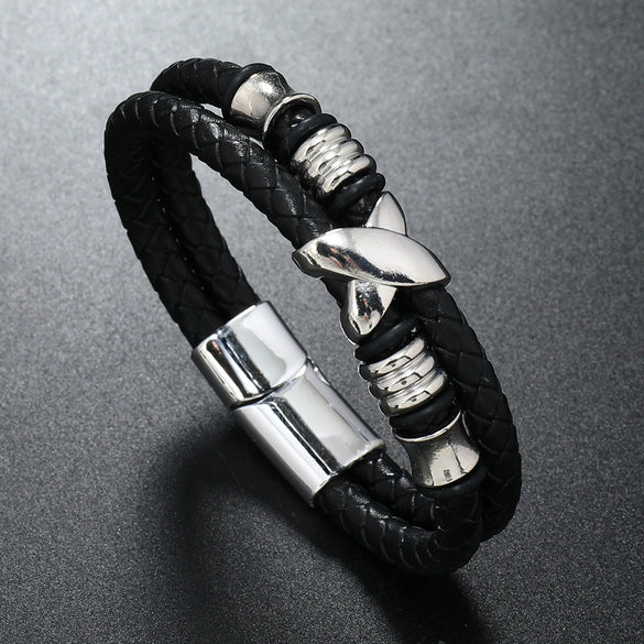 Men's Leather Woven Bracelet Jewelry