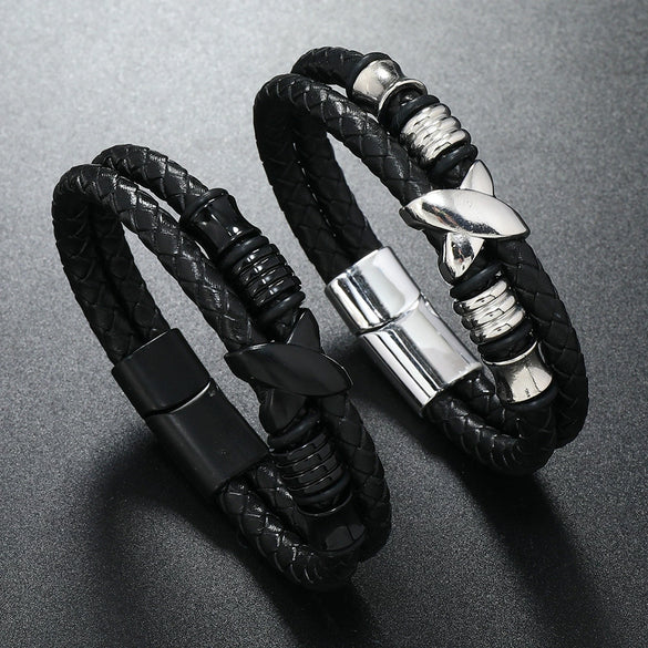 Men's Leather Woven Bracelet Jewelry