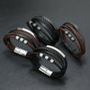 Men's Leather Woven Bracelet With Alloy Magnet Buckle Retro Geometric Handmade Style