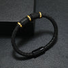 Men's Leather Woven Bracelet With Alloy Magnet Buckle