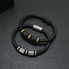 Men's Leather Woven Bracelet With Alloy Magnet Buckle