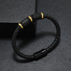 Men's Leather Woven Bracelet With Alloy Magnet Buckle