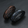 Men's Leather Woven Punk Style Handmade Bracelet With Striped Alloy Magnet Buckle