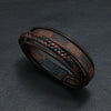 Men's Leather Woven Punk Style Handmade Bracelet With Striped Alloy Magnet Buckle