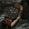Men's Leisure Alloy And Imitation Leather Square Dial Quartz Watch Bracelet Set