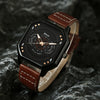Men's Leisure Alloy And Imitation Leather Square Dial Quartz Watch Bracelet Set