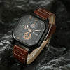 Men's Leisure Alloy And Imitation Leather Square Dial Quartz Watch Bracelet Set