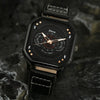 Men's Leisure Alloy And Imitation Leather Square Dial Quartz Watch Bracelet Set