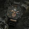 Men's Leisure Alloy And Imitation Leather Square Dial Quartz Watch Bracelet Set