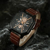 Men's Leisure Alloy And Imitation Leather Square Dial Quartz Watch Bracelet Set