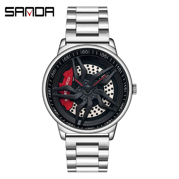 Men's Leisure Alloy Case Steel Band Round Dial Quartz Watch