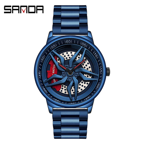 Men's Leisure Alloy Case Steel Band Round Dial Quartz Watch
